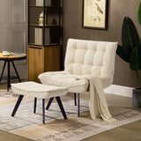 Modern Accent Chair with Footstool Bedroom Comfy Folding Chair Set Lounge Chairs Living and Home Beige 
