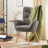 Multicolor Linen Upholstered Accent Chair with Wood Legs Wingback Chairs Living and Home 