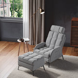 Houndstooth Recliner Chair Living Room Sleeping Sofa Chair with Footstool Recliners Living and Home 