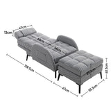 128.5cm 180-Degree Folding Houndstooth Recliner Chair Sleeping Sofa Chair with Footstool Recliners Living and Home 