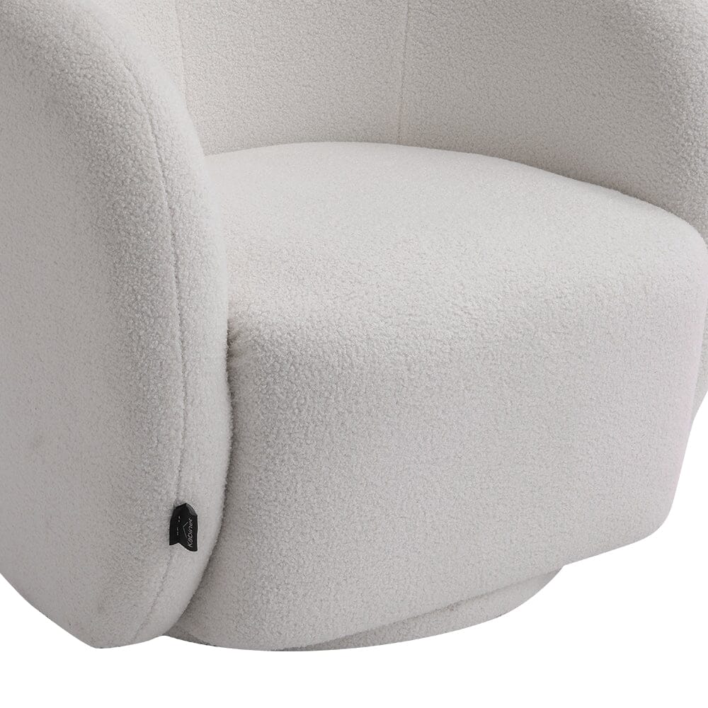75cm Wide White Single Sofa Swivel Tub Chair Upholstered Living and Home