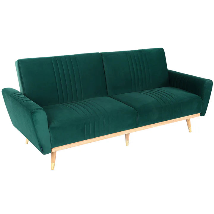 Modern Velvet 3 Seater Sofa Bed Recliner Couch with Wood Legs Living and Home 