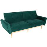 Modern Velvet 3 Seater Sofa Bed Recliner Couch with Wood Legs Living and Home 