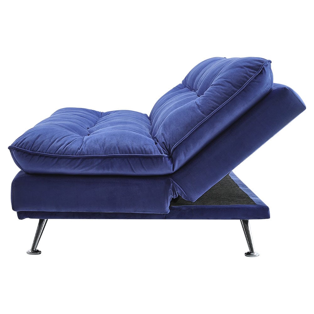 190cm Blue Sofa Bed Fabric Upholstered Tufted with 3 Seater Living