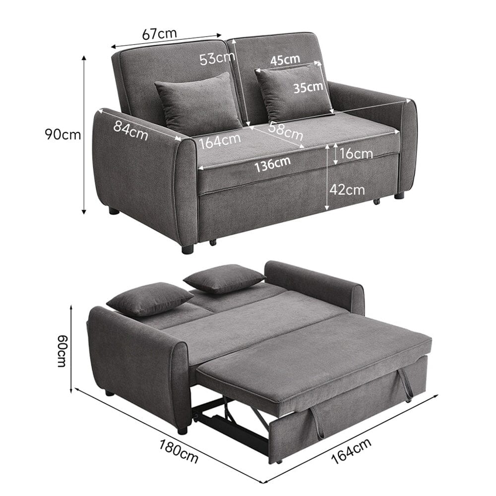 Convertible Pull Out Sofa Bed with Reclining Backrest Living and Home 