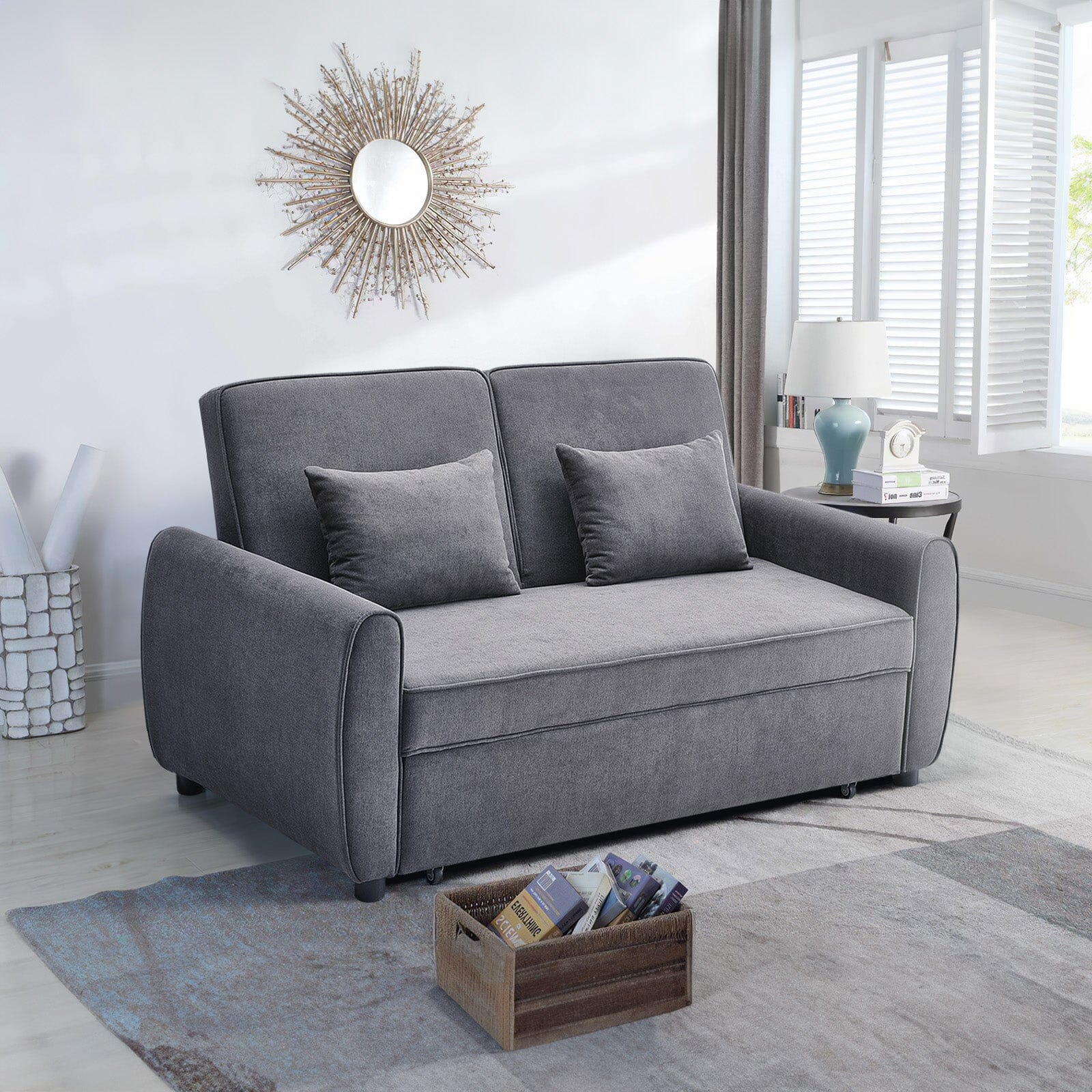 Convertible Pull Out Sofa Bed with Reclining Backrest Living and Home 