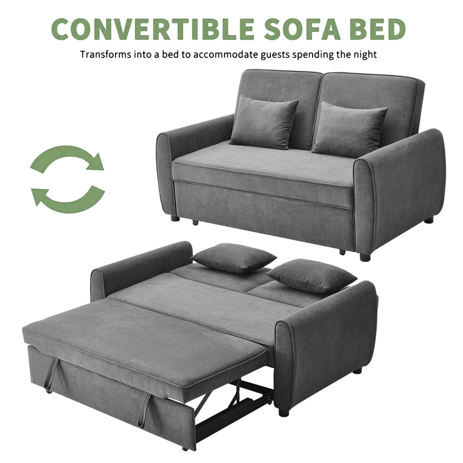 Convertible Pull Out Sofa Bed with Reclining Backrest Living and Home 