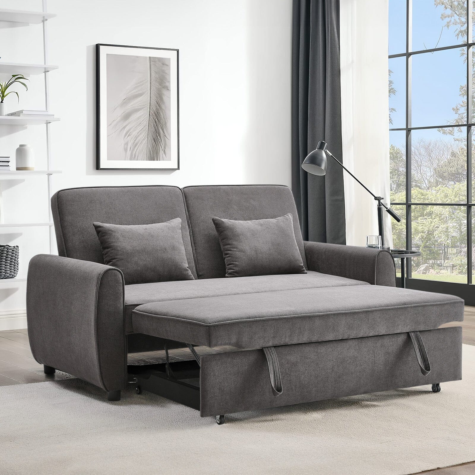 Convertible Pull Out Sofa Bed with Reclining Backrest Living and Home 