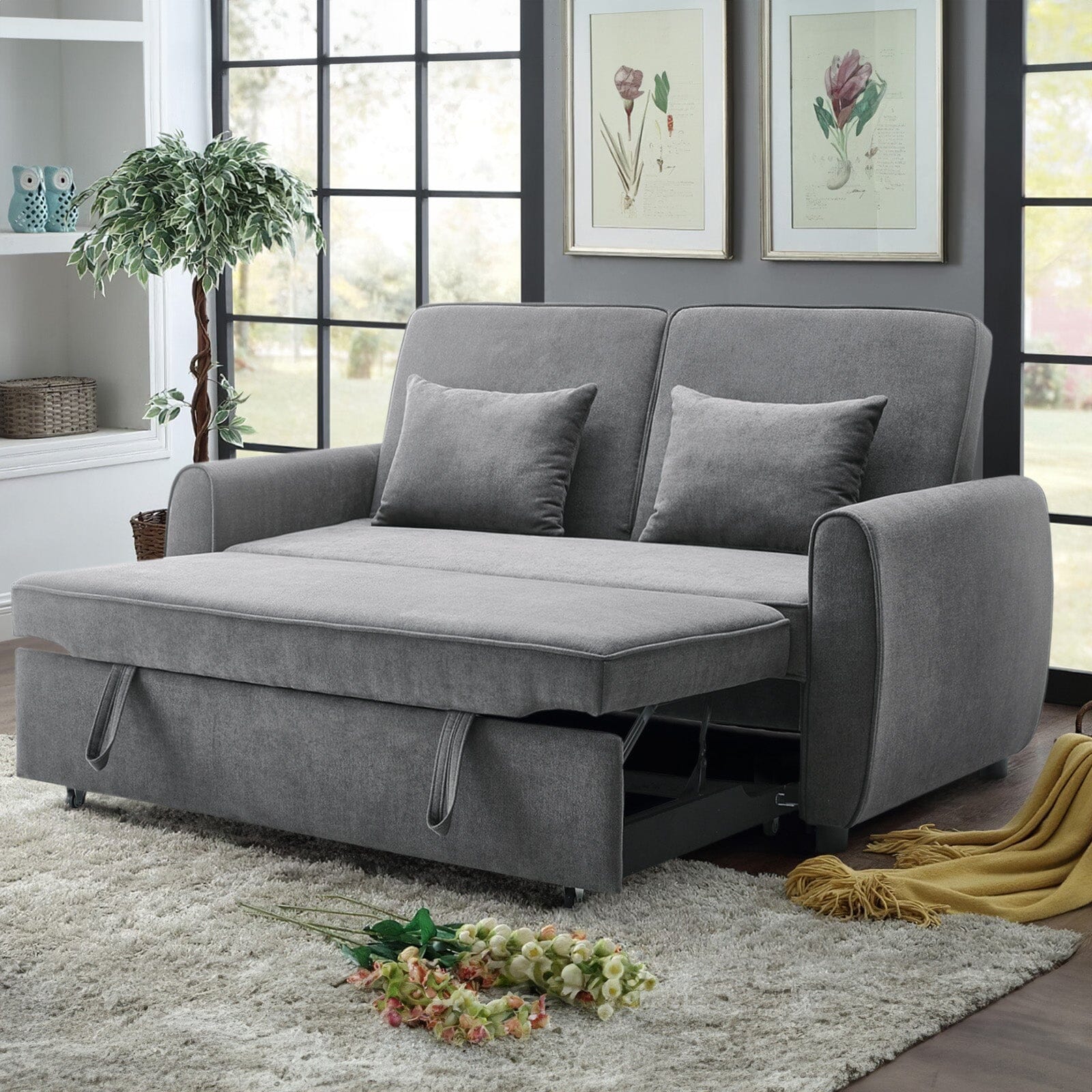 Convertible Pull Out Sofa Bed with Reclining Backrest Living and Home 