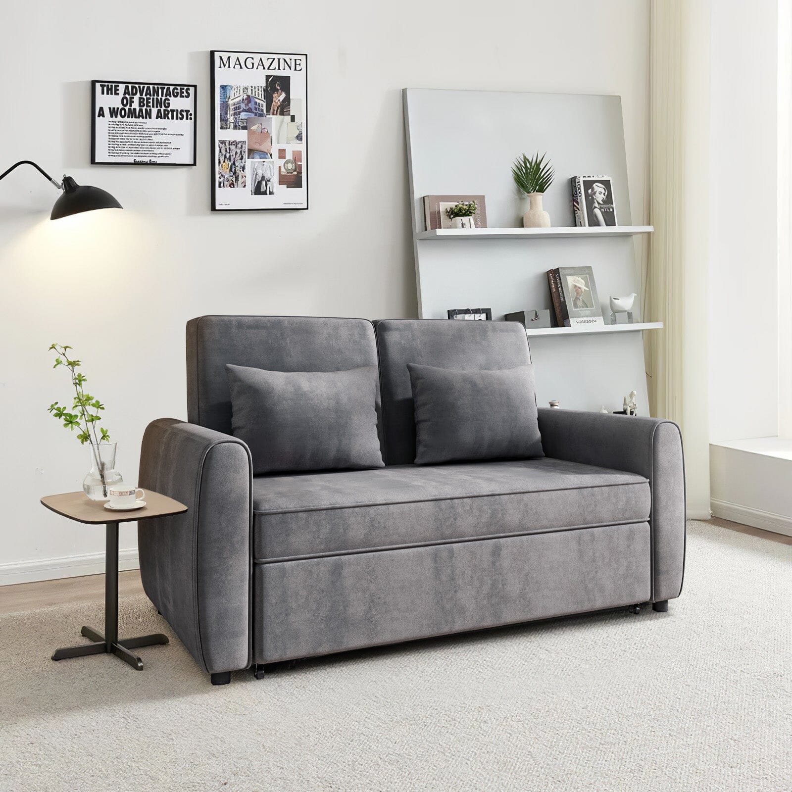 Convertible Pull Out Sofa Bed with Reclining Backrest Living and Home 
