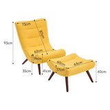 Modern Yellow Curved Accent Recliner with Ottoman Recliners Living and Home 