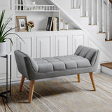 Tufted Fabric Bed Bench Upholstered Footstool Footstools Living and Home Grey 