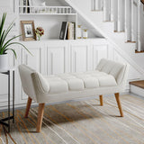 Tufted Fabric Bed Bench Upholstered Footstool Footstools Living and Home Creamy-white 