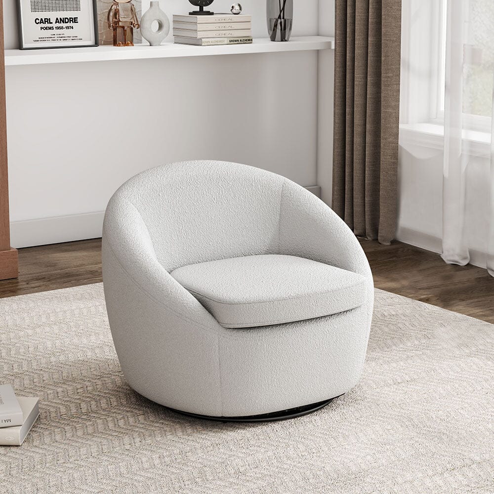 85CM W White Sponge Upholstered Swivel Tub Chair Tub Chairs Living and Home 
