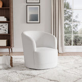 80cm Wide White Faux Fur Accent Swivel Tub Chair Tub Chairs Living and Home 