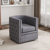 Grey Tufted Velvet Barrel Swivel Accent Chair Tub Chairs Living and Home 