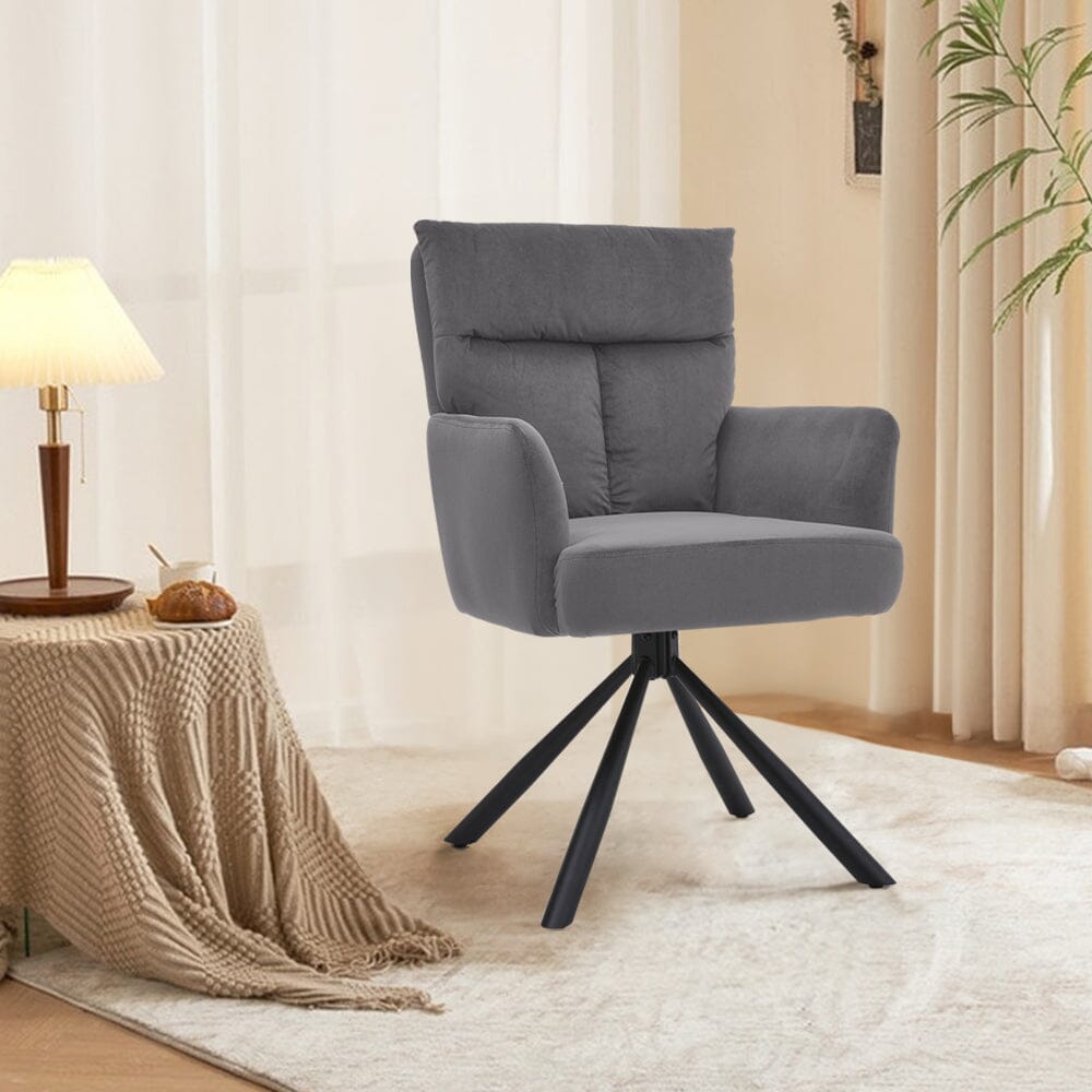 Modern Swivel Chair with Upholstered and Black Legs Home Office Chairs Living and Home Black 