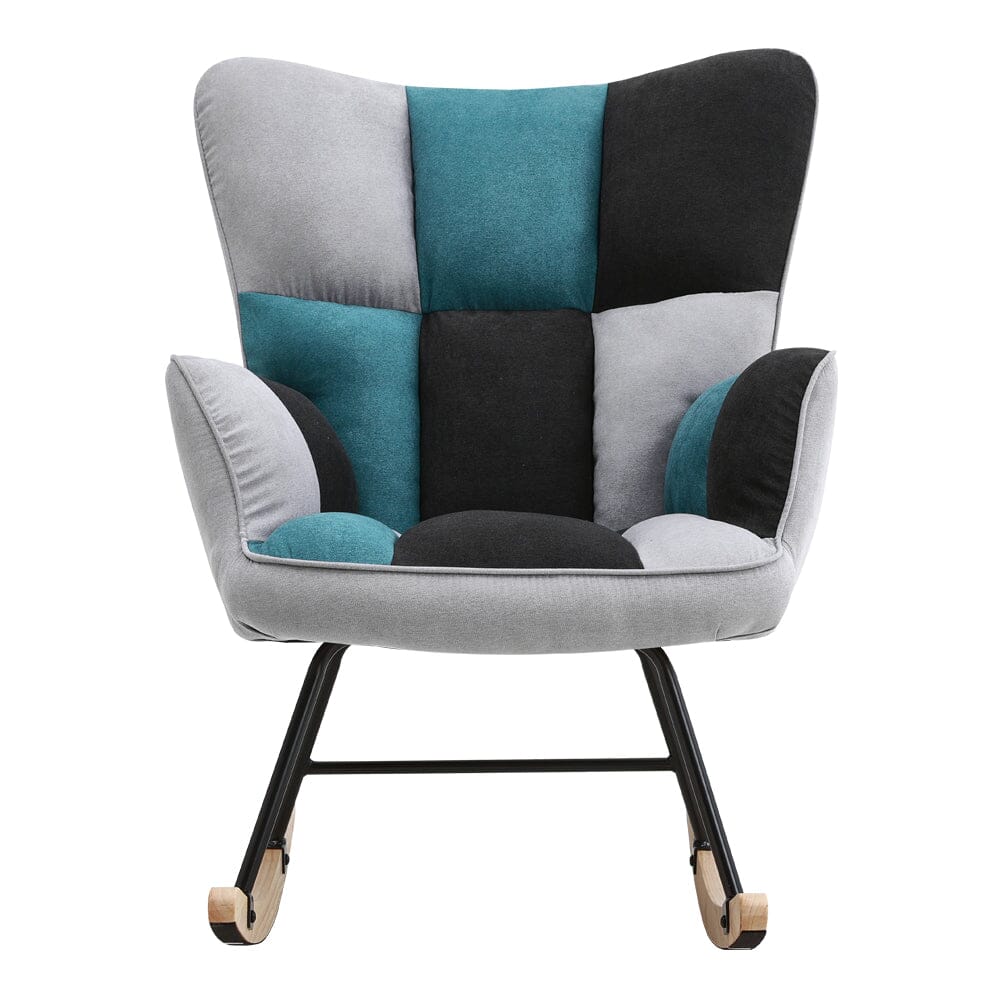 3ft Patchwork Upholstered Rocking Chair with Wooden Skates – Living and ...