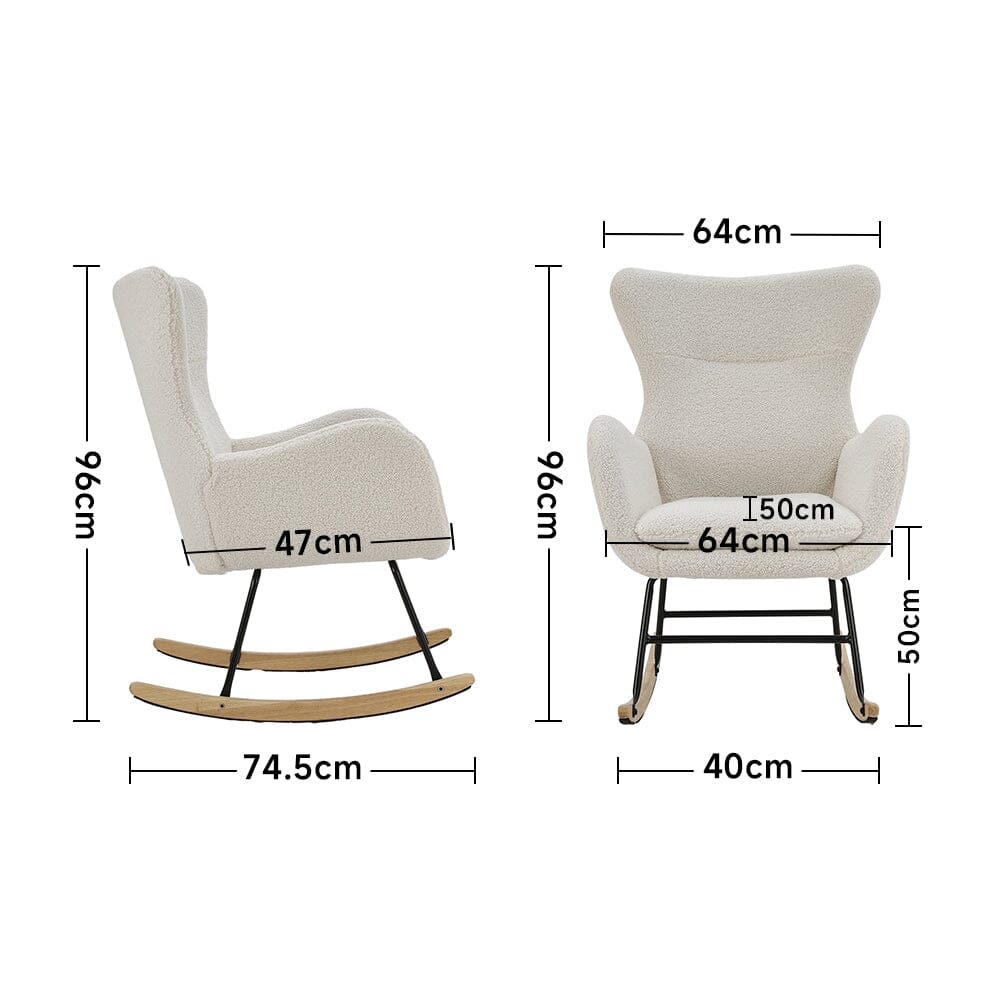 Modern Teddy Fabric Rocking Chair with Rubber Wood Base Living and Home 