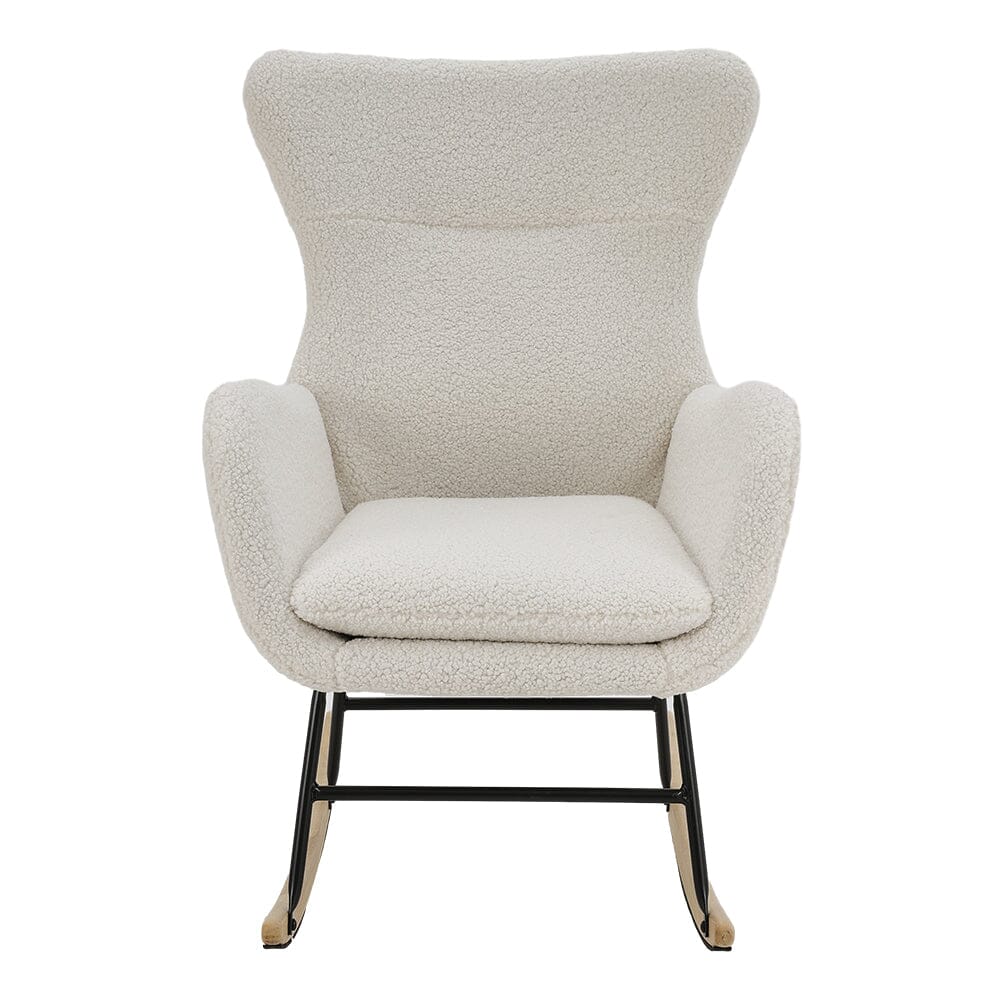 Modern Teddy Fabric Rocking Chair with Rubber Wood Base Living and Home 