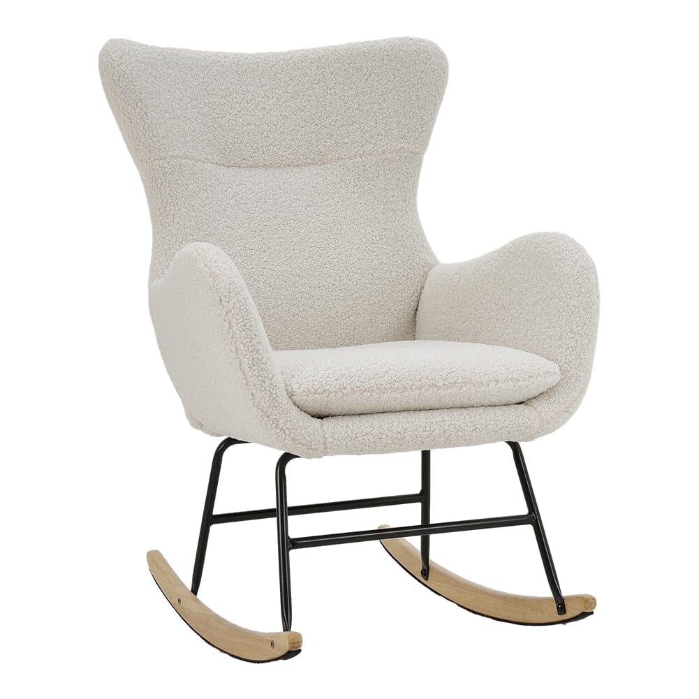 Modern Teddy Fabric Rocking Chair with Rubber Wood Base Living and Home 