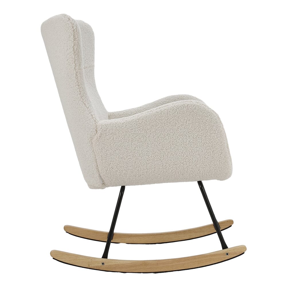 Modern Teddy Fabric Rocking Chair with Rubber Wood Base Living and Home 