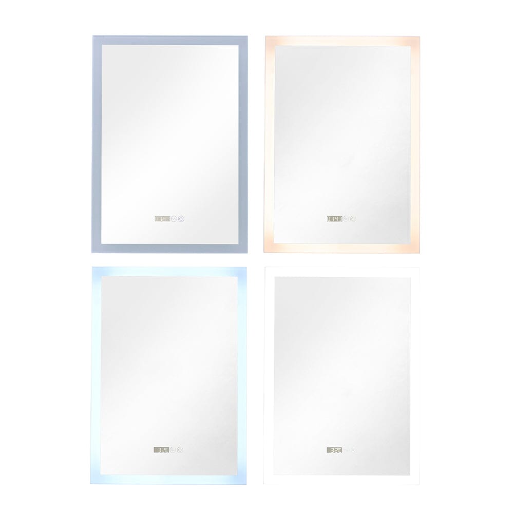 Anti-Fog Aluminum LED Touch Switch Bathroom Vanity Mirror with Clock Bathroom Mirrors Living and Home 