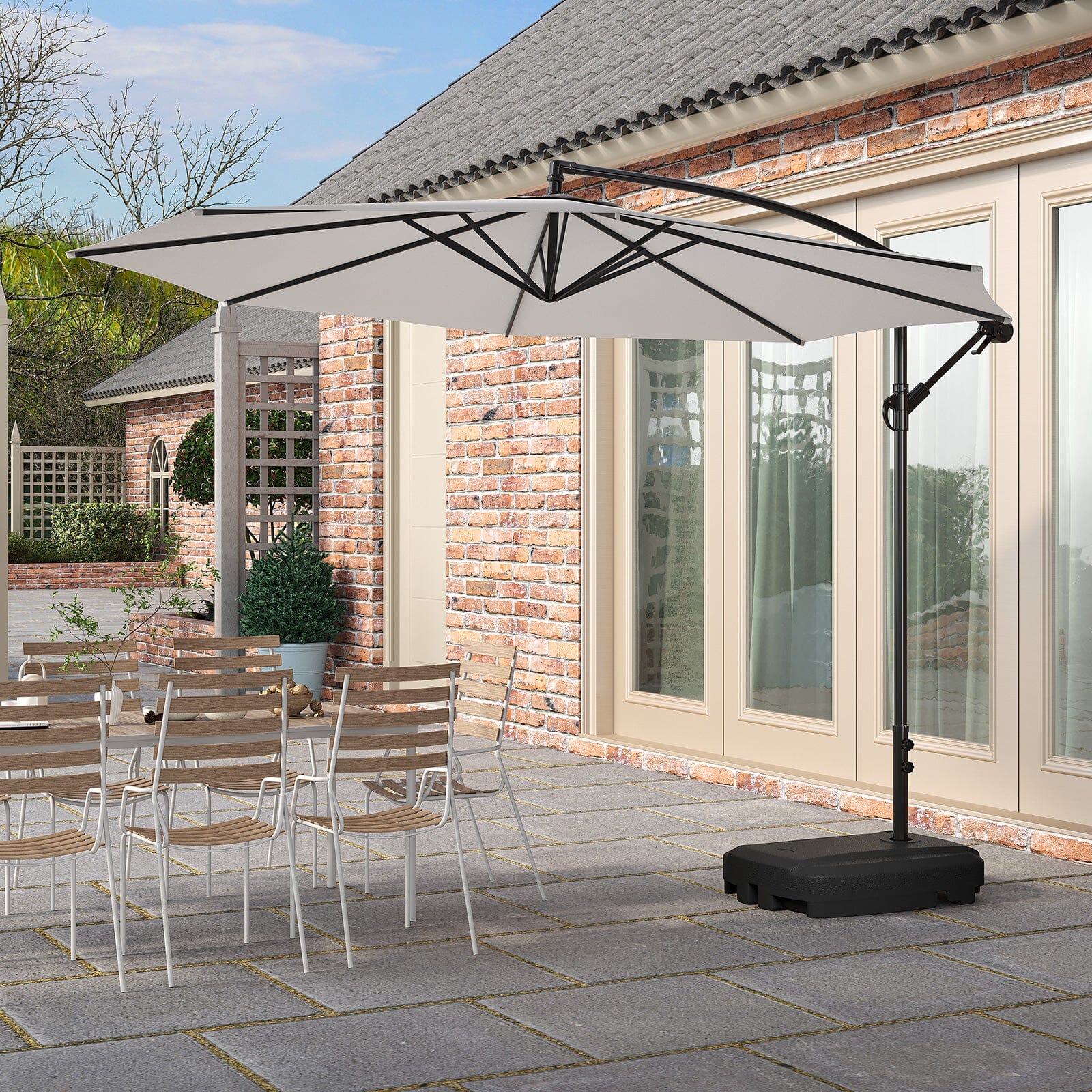 banana parasol patio umbrella 3M Sun Parasol Hanging Banana Umbrella Light Grey Outdoor Sun Shade – Living and Home