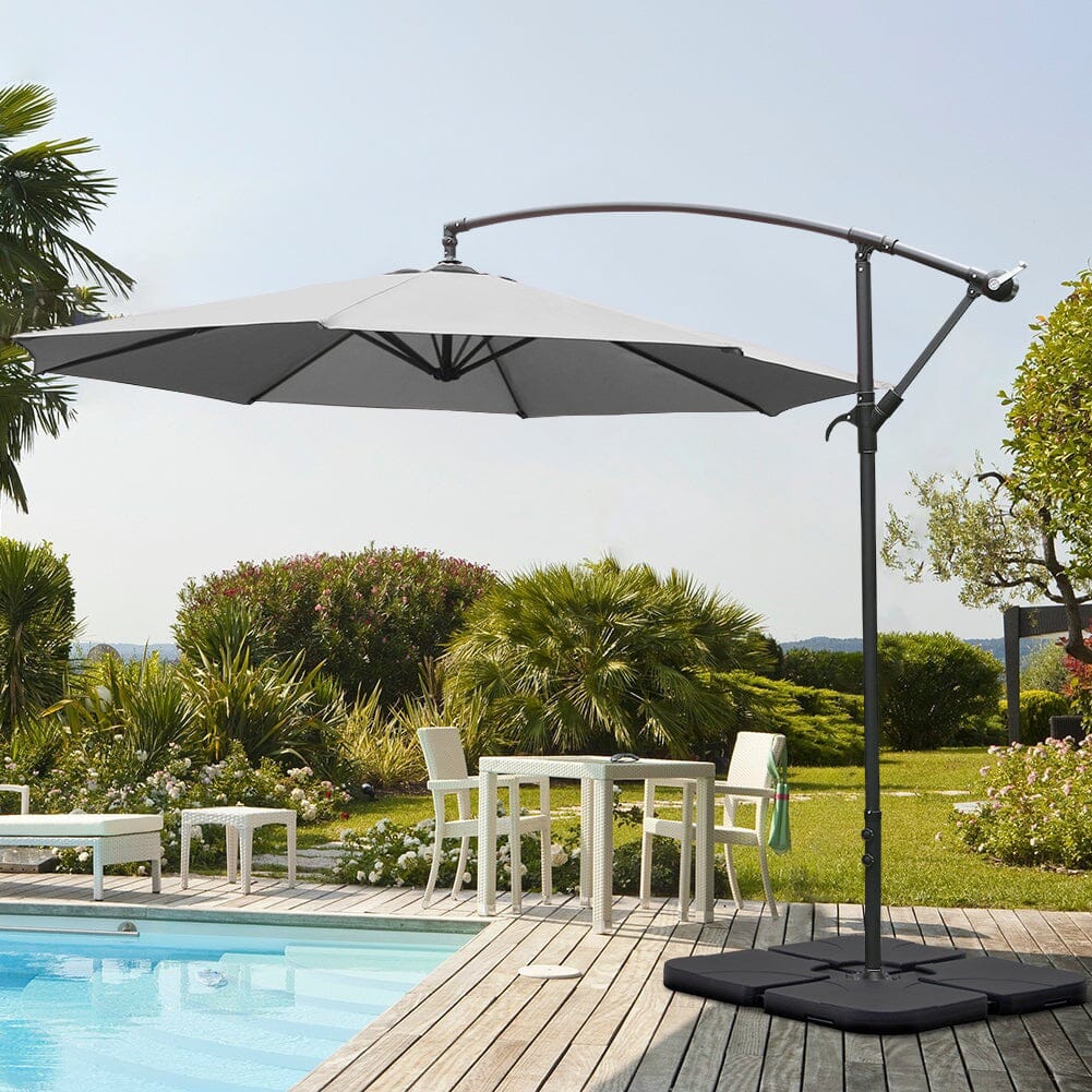 banana parasol patio umbrella 3M Sun Parasol Hanging Banana Umbrella Light Grey Outdoor Sun Shade – Living and Home