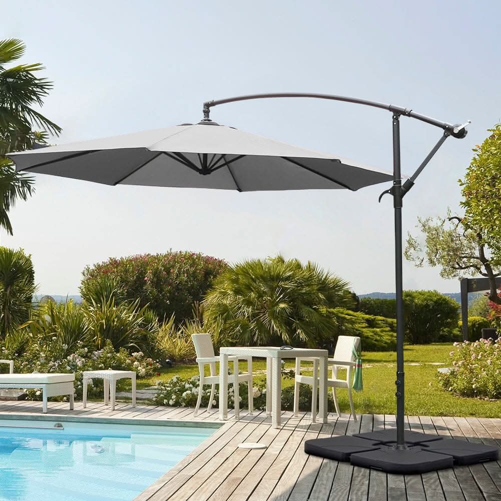 3M Sun Parasol Hanging Banana Umbrella Light Grey Outdoor Sun Shade – Living and Home