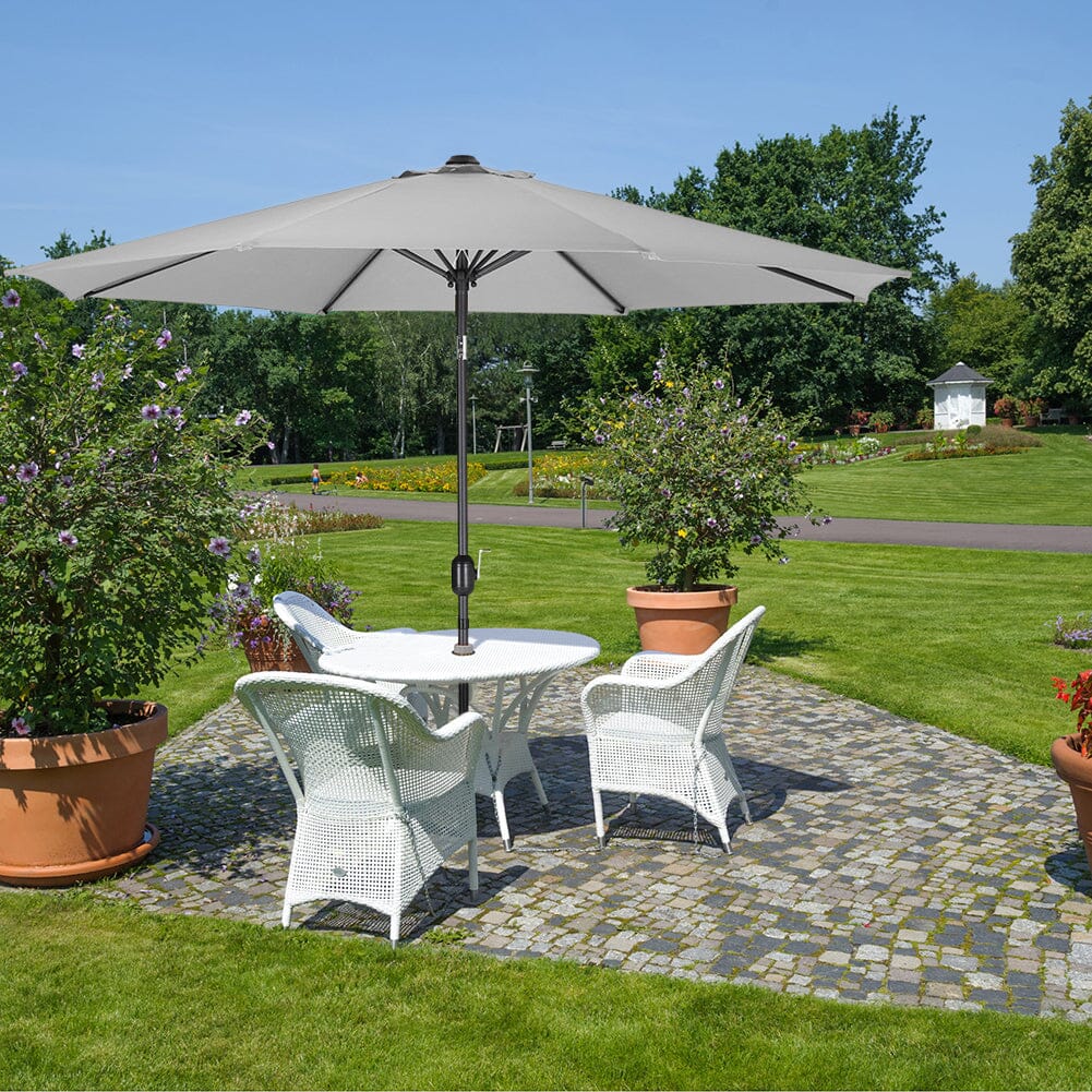 3M Sunshade Parasol Backyard Garden Tilt Umbrella with Crank Parasols Living and Home Light Grey 