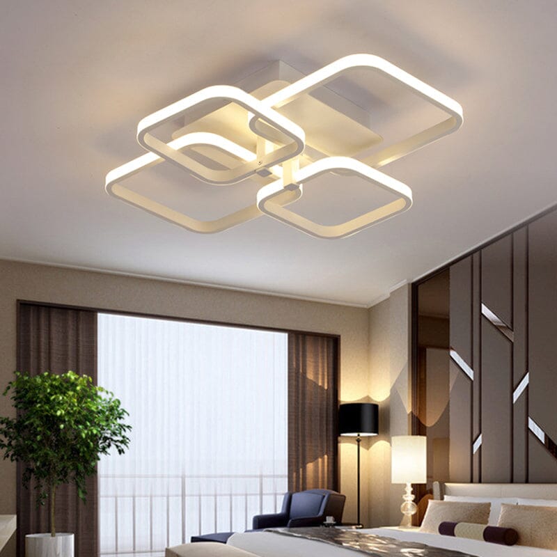 4/6/8 Headers Square LED Ceiling Light Dimmable with Remote Control Ceiling Lights Living and Home 
