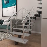 240cm Floor Mount Stainless Steel Handrail for Slopes and Stairs Handrails Living and Home 3 cross bar 