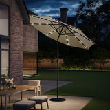 Beige 3m Patio Garden Parasol Sun Umbrella Sunshade Canopy With Solar LED Lights