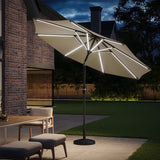 Beige 3M Lighted Market Sunbrella Umbrella with Solar Strip LED Lights Parasols Living and Home 