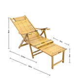 Foldable Bamboo Recliner Lounge Chair with Retractable Footrest Sun Loungers Living and Home 
