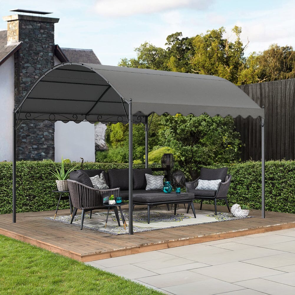 Outdoor Metal Arched Pergola with Shade Dark Grey Canopies & Gazebos Living and Home 