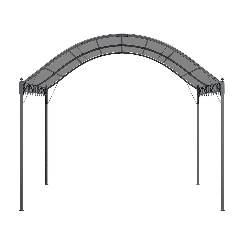 300cm W Outdoor Metal Arched Pergola with Shade Dark Grey Canopies & Gazebos Living and Home 