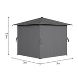 Garden Sheds 300cm Wide Metal Gazebo with Lights Canopies & Gazebos Living and Home 