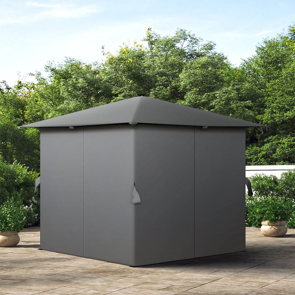 Garden Sheds 300cm Wide Metal Gazebo with Lights Canopies & Gazebos Living and Home 