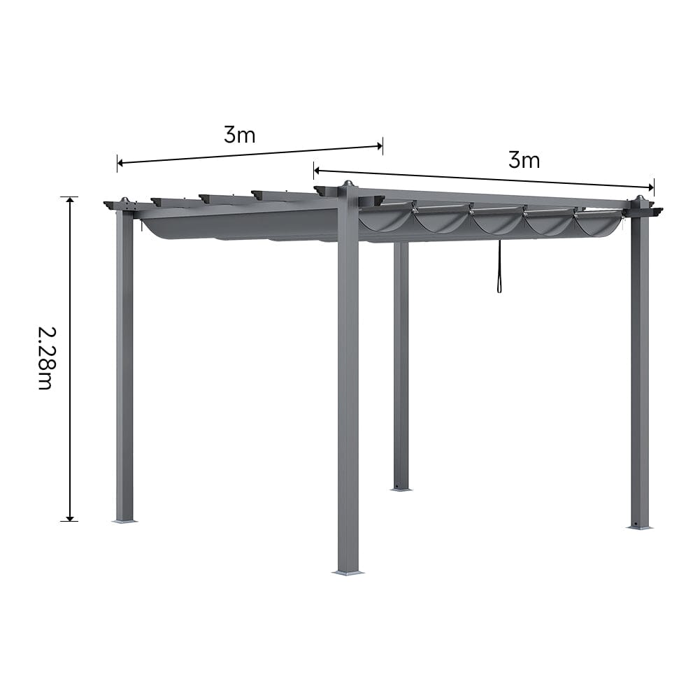 300cm Wide Aluminum Pergola for Patio Deck Outdoor Horizontal Pulling Square Pergolar Canopies & Gazebos Living and Home 