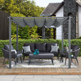 Aluminum Pergola for Patio Deck Outdoor Horizontal Pulling Square Pergolar Canopies & Gazebos Living and Home 