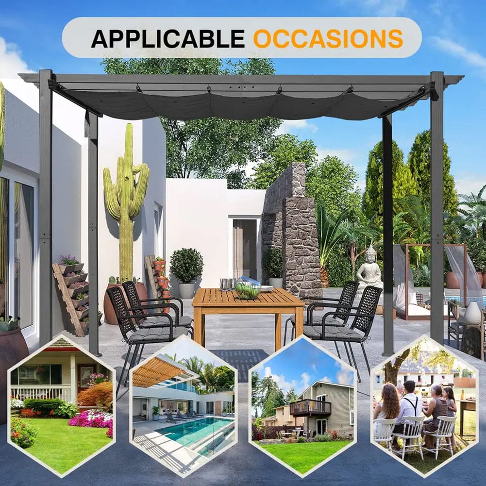 300cm Wide Aluminum Pergola for Patio Deck Outdoor Horizontal Pulling Square Pergolar Canopies & Gazebos Living and Home 