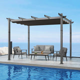 300cm Wide Aluminum Pergola for Patio Deck Outdoor Horizontal Pulling Square Pergolar Canopies & Gazebos Living and Home 