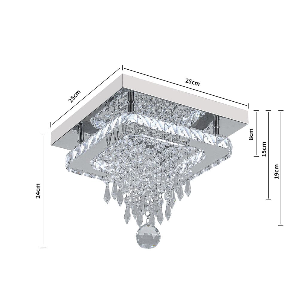 Modern Square Crystal Ceiling Light with Droplets Living and Home 