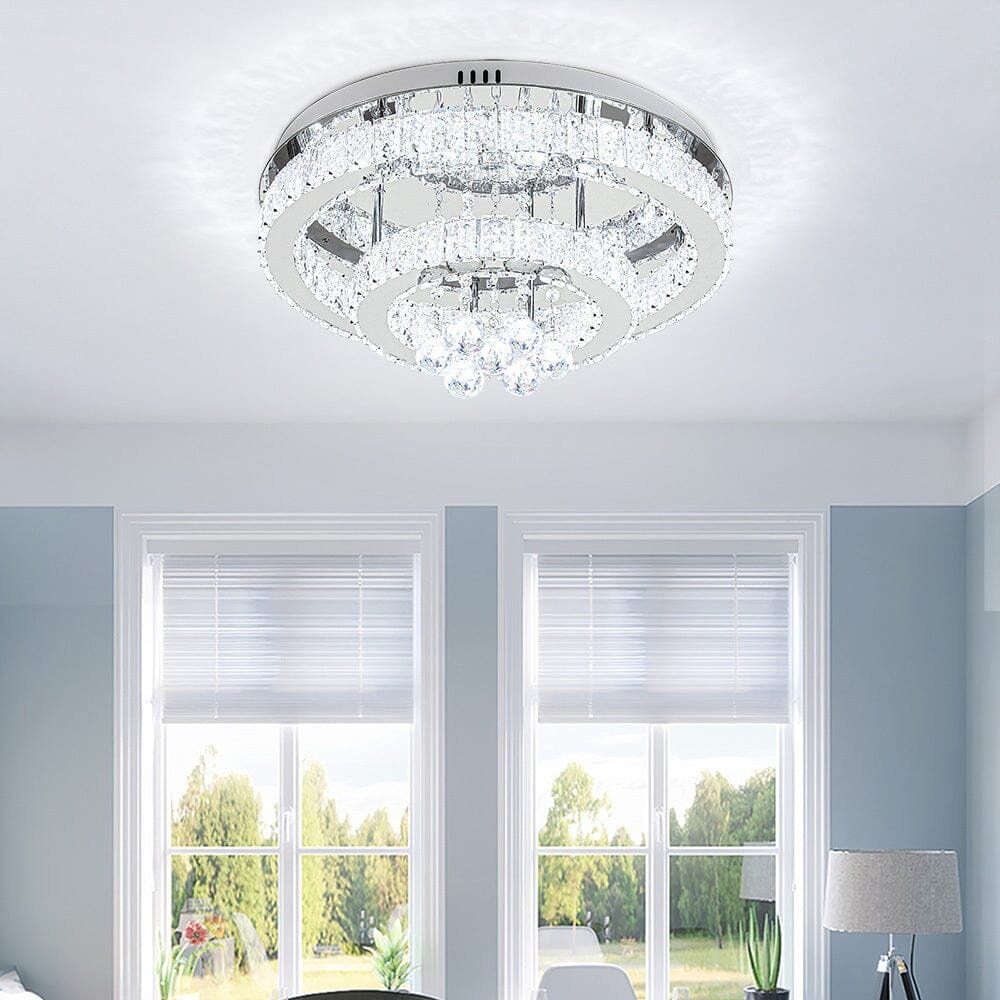 Double Tier Round Crystal Celling Light Living and Home 