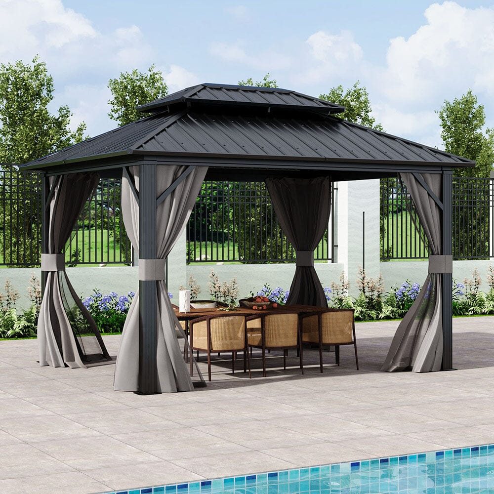 10×10ft/10×12ft Hardtop Patio Gazebo Living and Home 10×12ft 