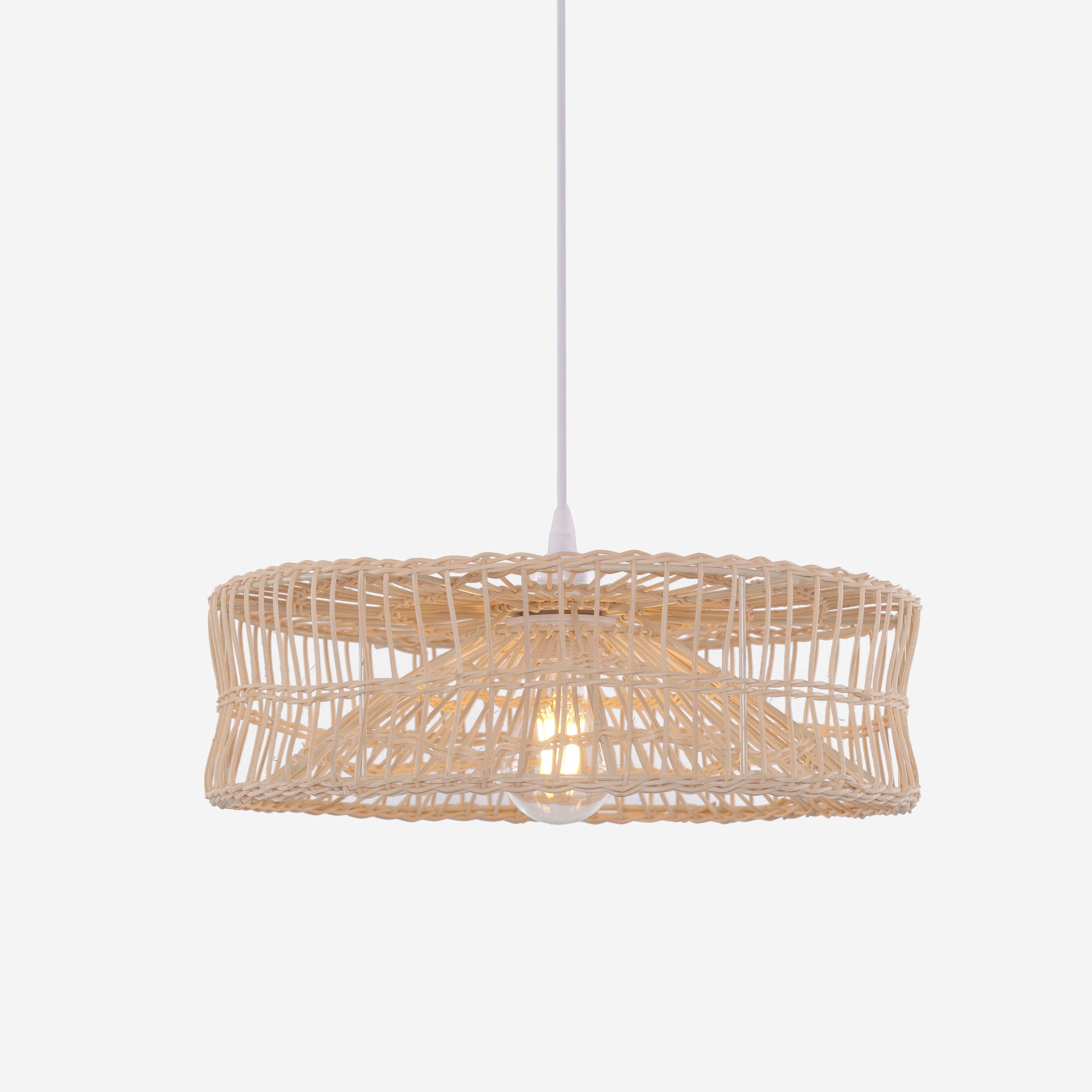 Lightsin Shallow Rattan Pendant Light for Kitchen Island Dining Area or Reading Corner Lightsin UK 