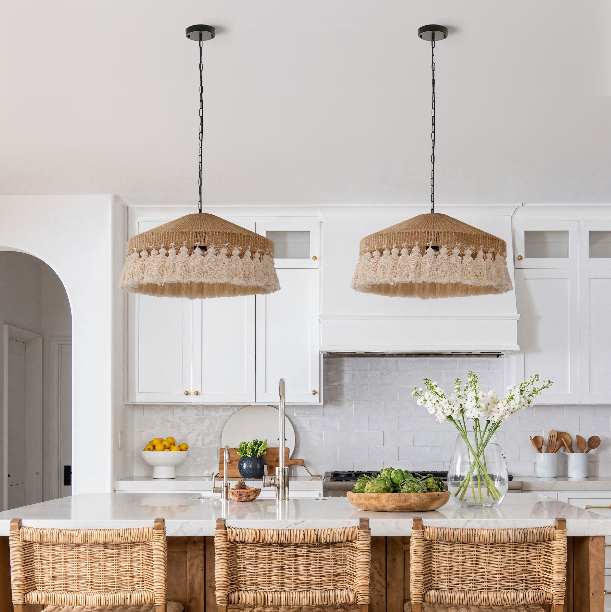 Lightsin Bohemian Style Handcrafted Woven Hemp Rope Hanging Pendant Lights Lightsin UK 