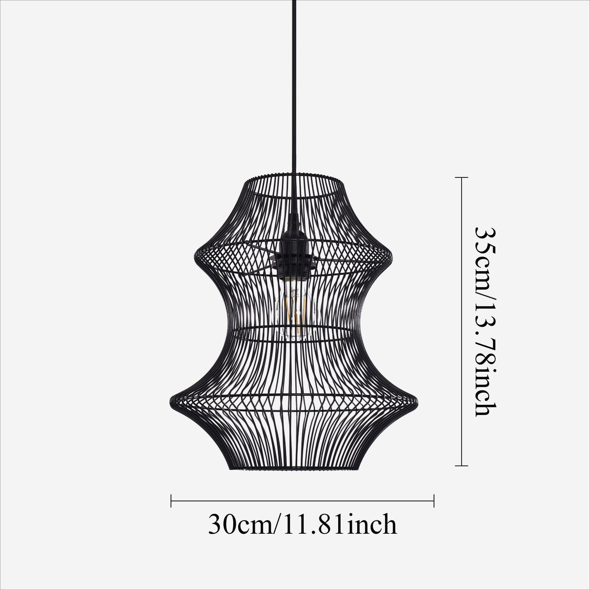 Lightsin Industrial Black Iron Pendant Light with Hourglass Shape Lightsin UK 